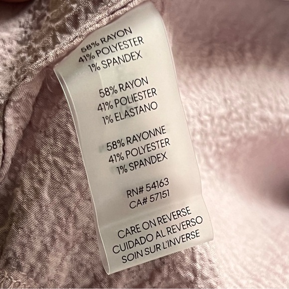 Calvin Klein Dusty Blush Pink Ruffle Sleeve V Neck Crinkle Smock Dress Size 10 - Picture 5 of 10